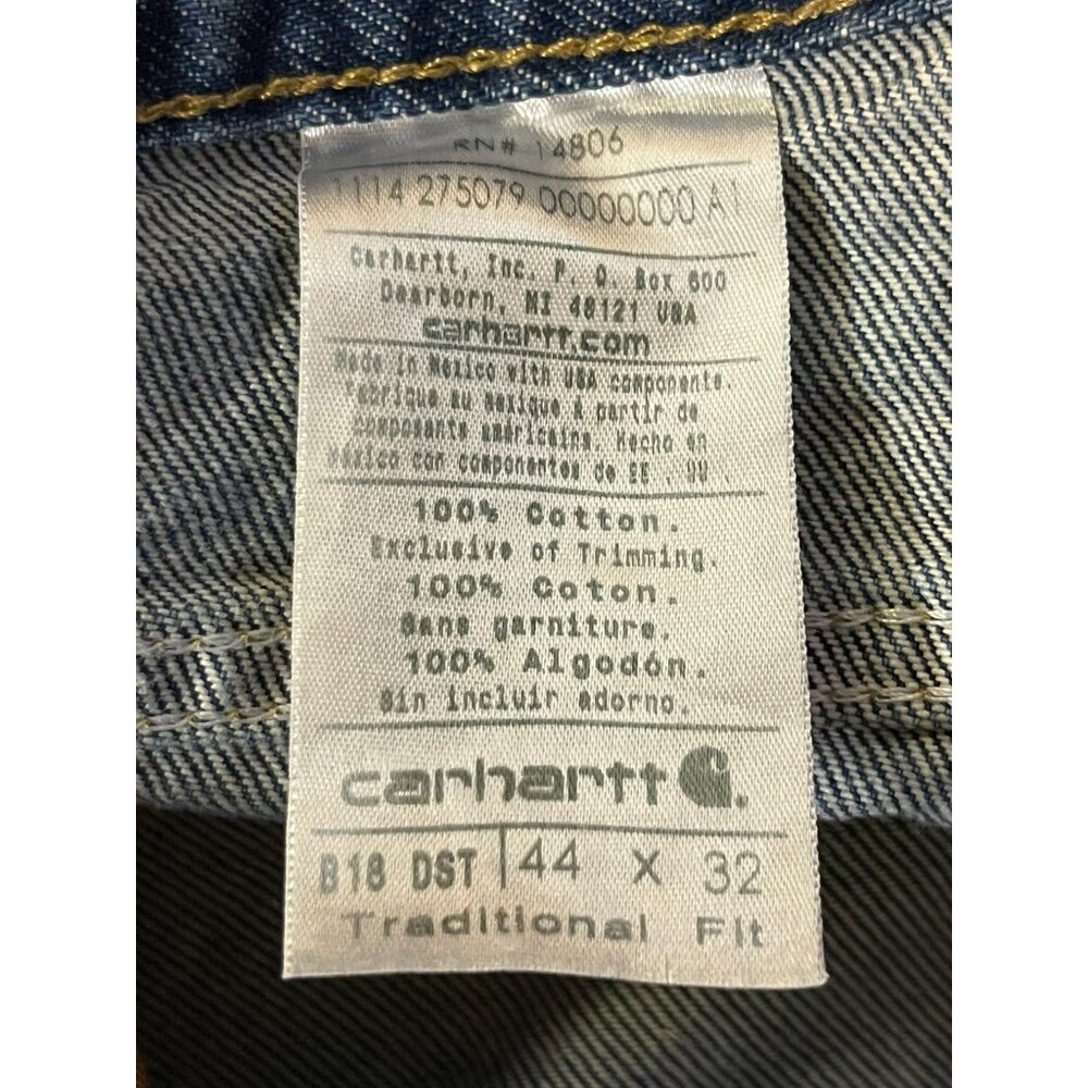 Carhartt Traditional Fit Jeans Mens 44x32 Used B18 DST Tapered Leg Denim - Picture 8 of 14
